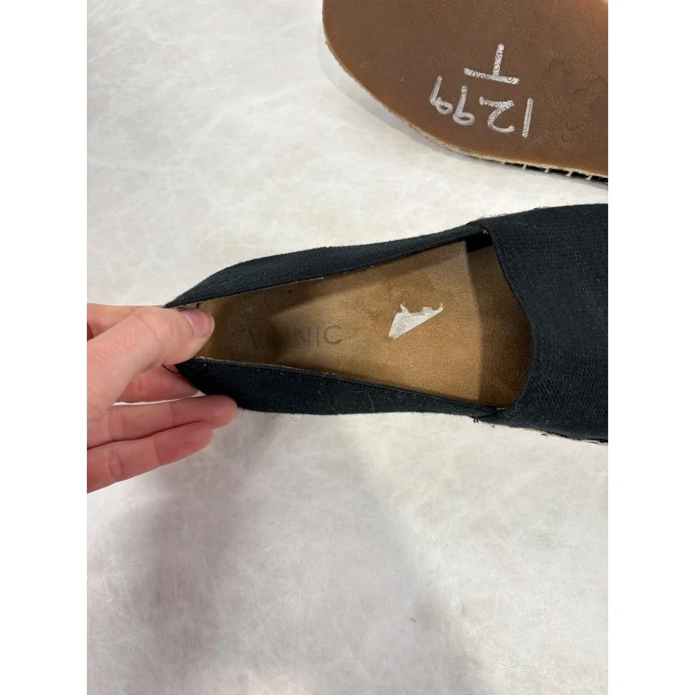 Vionic Valeri Black Canvas Espadrille Slip On Flats Orthotic Support 356VALE 8.5